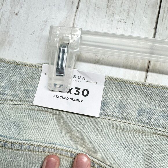 PacSun Jeans Men Size 30X30 Light Wash Stacked Skinny Distressed Ripped 5 Pocket - Picture 3 of 4